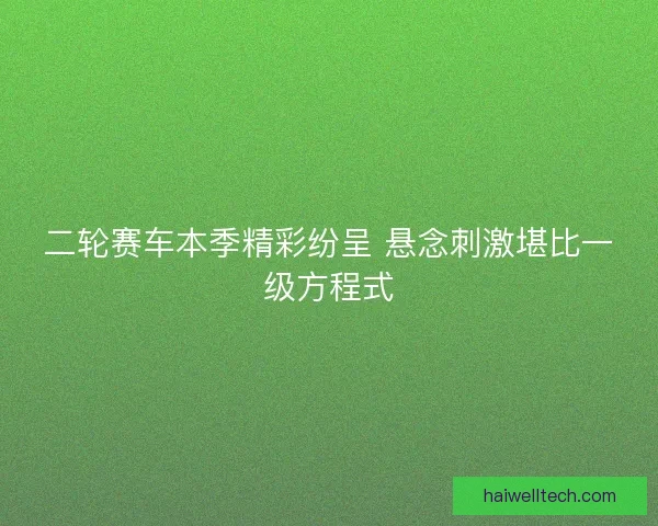 二轮赛车本季精彩纷呈 悬念刺激堪比一级方程式