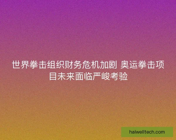世界拳击组织财务危机加剧 奥运拳击项目未来面临严峻考验